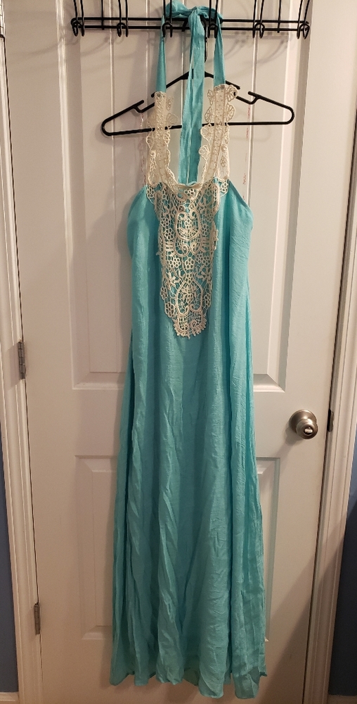 Pinkblush lace front maxi dress